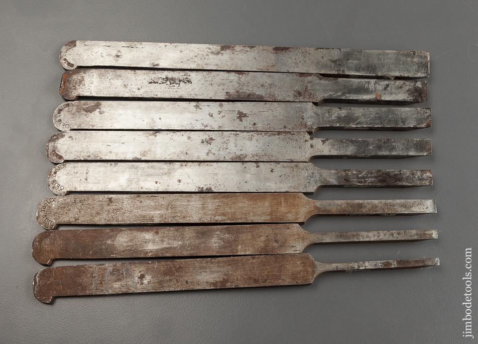 Set of Eight OHIO TOOL CO Irons for Center Wheel Plow Plane - 78406U