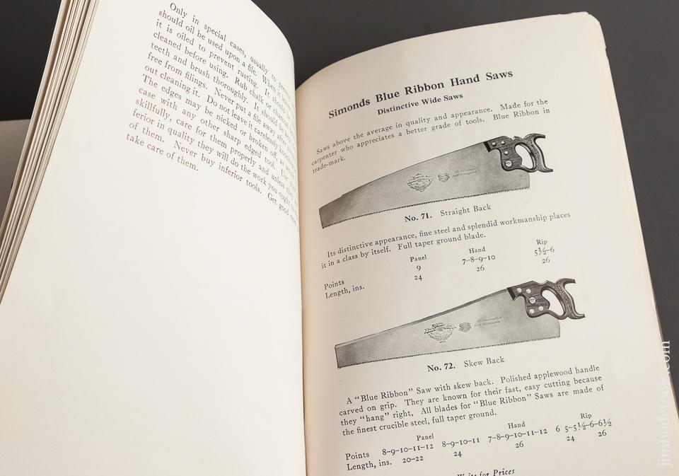 Book:  ORIGINAL 1923 SIMONDS 64 page SAWS KNIVES AND FILES Catalog and How-To Info - 78496