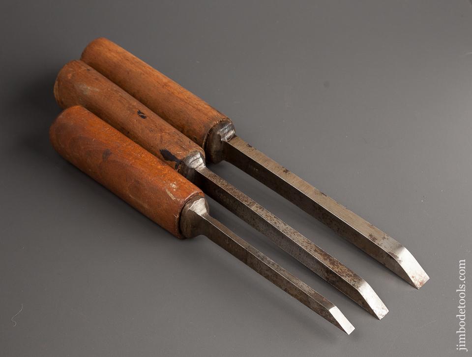 Set of Three WILKINSON SHEFFIELD Pig Sticker Mortise Chisels Dated 1952 FINE - 78521