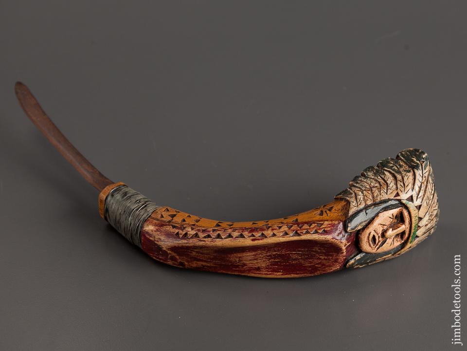 Amazing 10 1/2 inch Hand carved Figural Crooked Knife - 78541RU