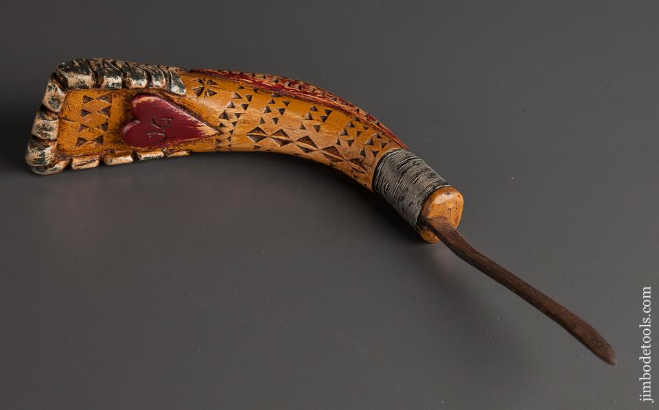 Amazing 10 1/2 inch Hand carved Figural Crooked Knife - 78541RU