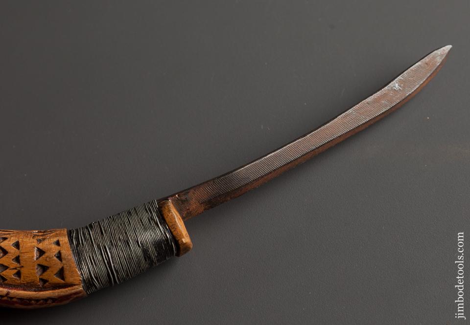 Amazing 10 1/2 inch Hand carved Figural Crooked Knife - 78541RU