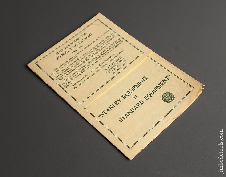 Rare! Index Insert to the STANLEY 1937 No. 34A Catalogue - 78545R
