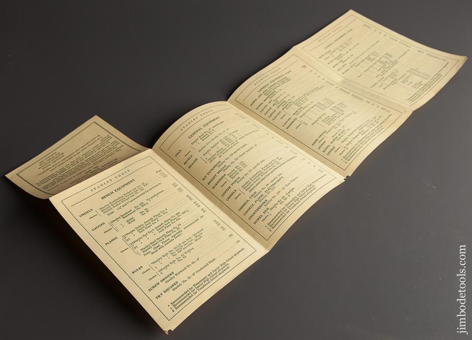 Rare! Index Insert to the STANLEY 1937 No. 34A Catalogue - 78545R