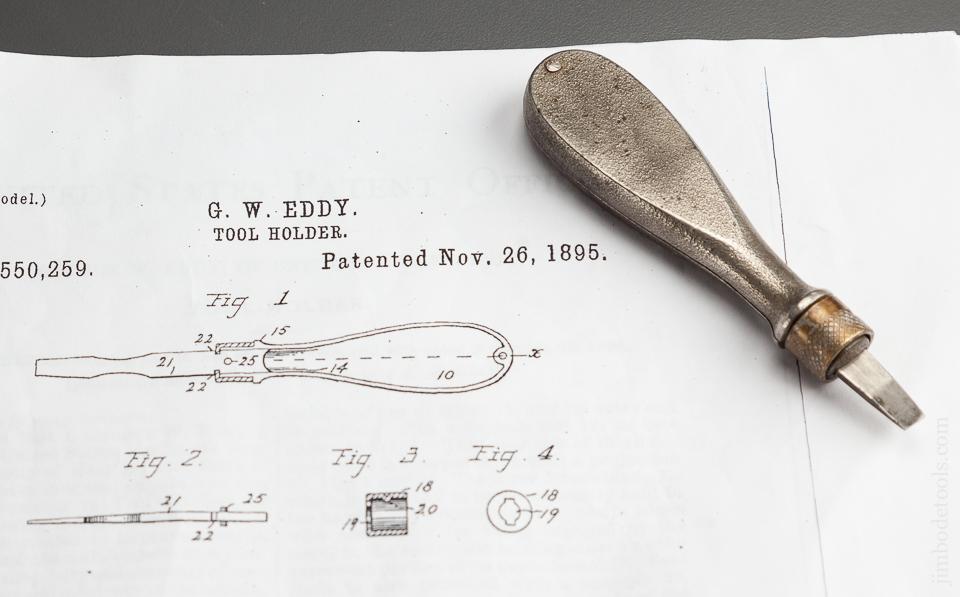 Rare! EDDY Patent November 26, 1895 Gravity Fed 3 3/4 inch Blade Screwdriver - 78557R