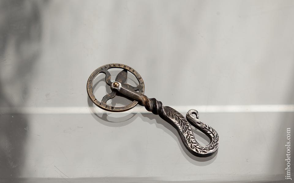 Miniature 2 1/8 inch Hand forged Iron and Traveler with Brass Wheel by DALE HANCHETT circa 1995 - 78584R