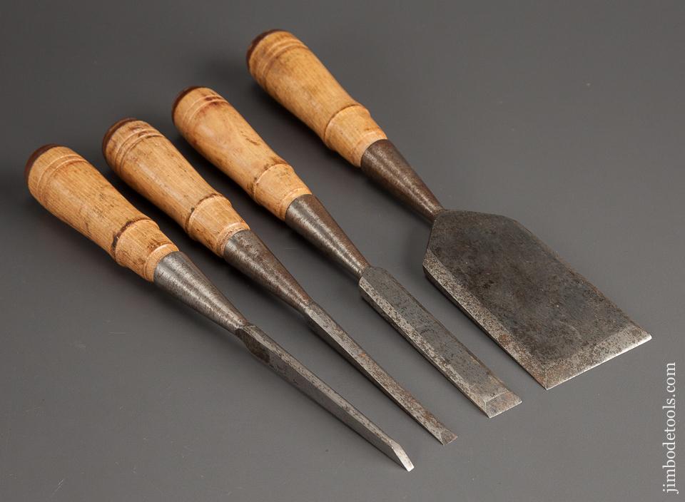 Set of Four Antique Socket Firmer Chisels UNUSED - 78636