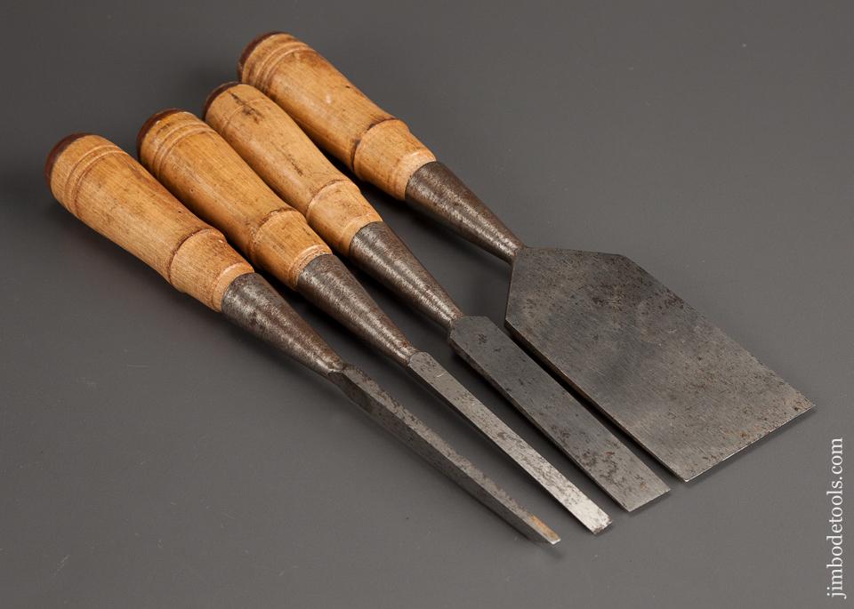 Set of Four Antique Socket Firmer Chisels UNUSED - 78636