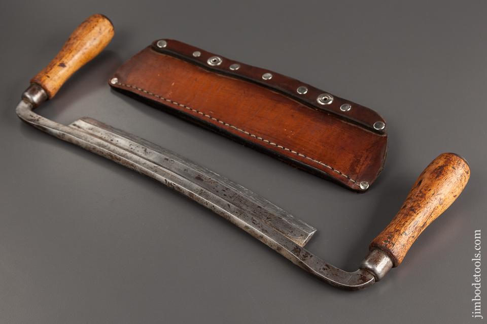 Minty ten inch LAKESIDE QUALITY Draw Knife with Leather Sheath - 78648