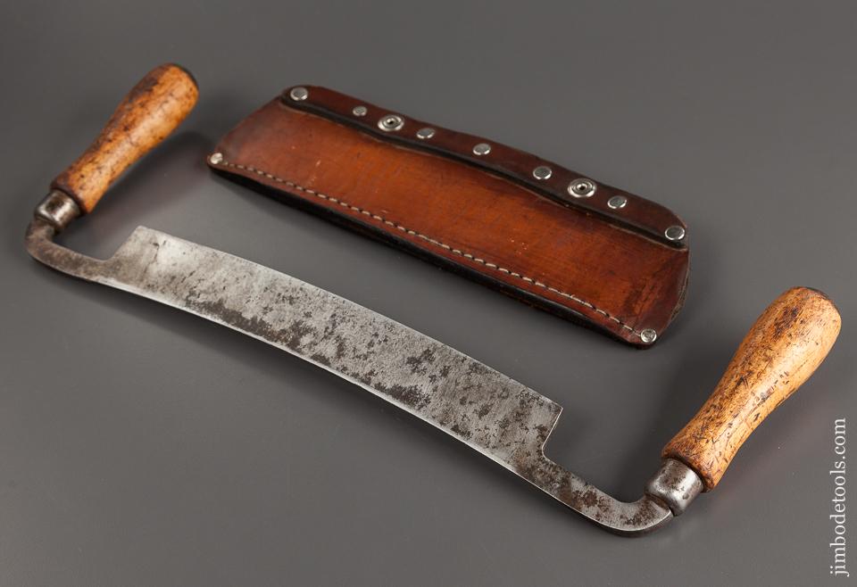 Minty ten inch LAKESIDE QUALITY Draw Knife with Leather Sheath - 78648