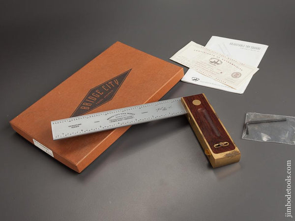1995 BRIDGE CITY TOOL WORKS AS-9 Rosewood Adjustable Try Square in Original Box - 78725