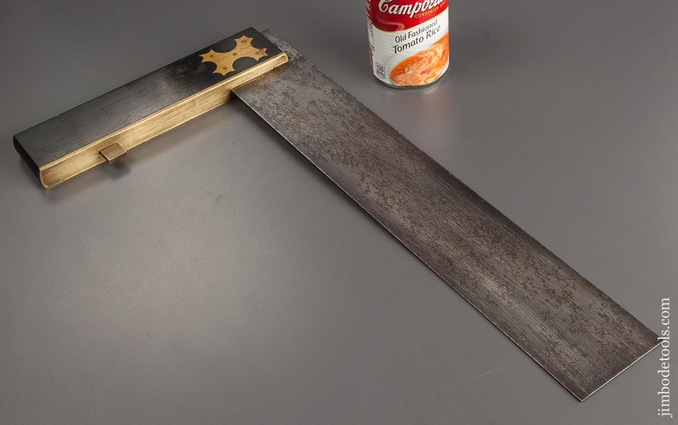 Fabulous! MARPLES 15 inch Ebony and Brass Try Square with Decal - 78737