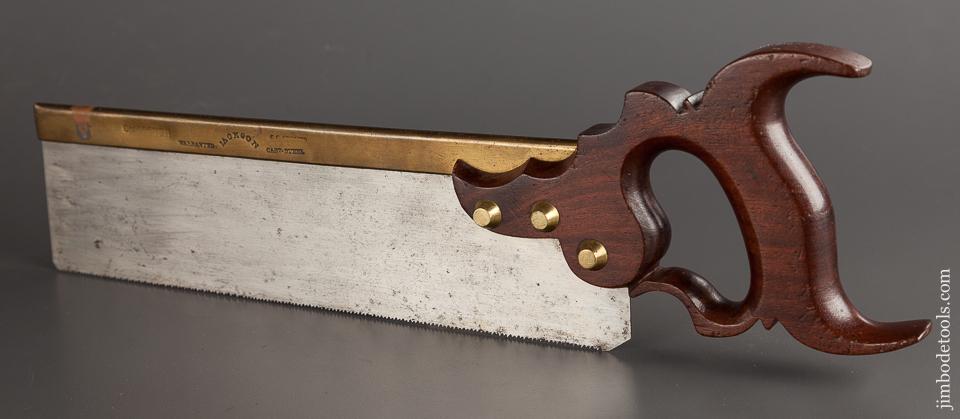 Stunning! Mahogany Handled 15 point 12 inch Crosscut Brass Back Saw by JACKSON Monroe, NY circa 1813! -78761U