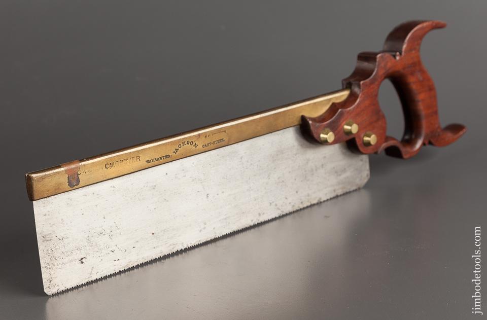 Stunning! Mahogany Handled 15 point 12 inch Crosscut Brass Back Saw by JACKSON Monroe, NY circa 1813! -78761U