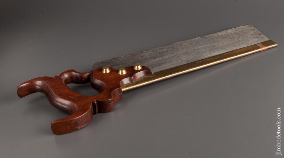 Stunning! Mahogany Handled 15 point 12 inch Crosscut Brass Back Saw by JACKSON Monroe, NY circa 1813! -78761U