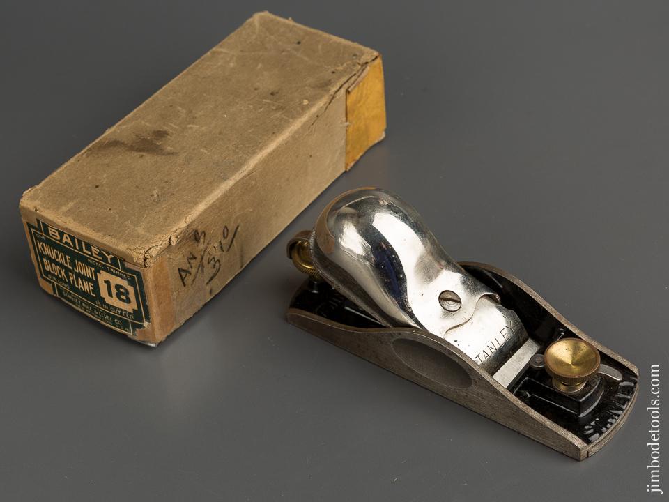 STANLEY No. 18 Knuckle Joint Block Plane NEAR MINT in Original Box - 78832