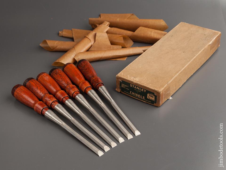 Full Box of Six STANLEY 3/8 inch No. 750 Chisels DEAD MINT in Original Box - 78865