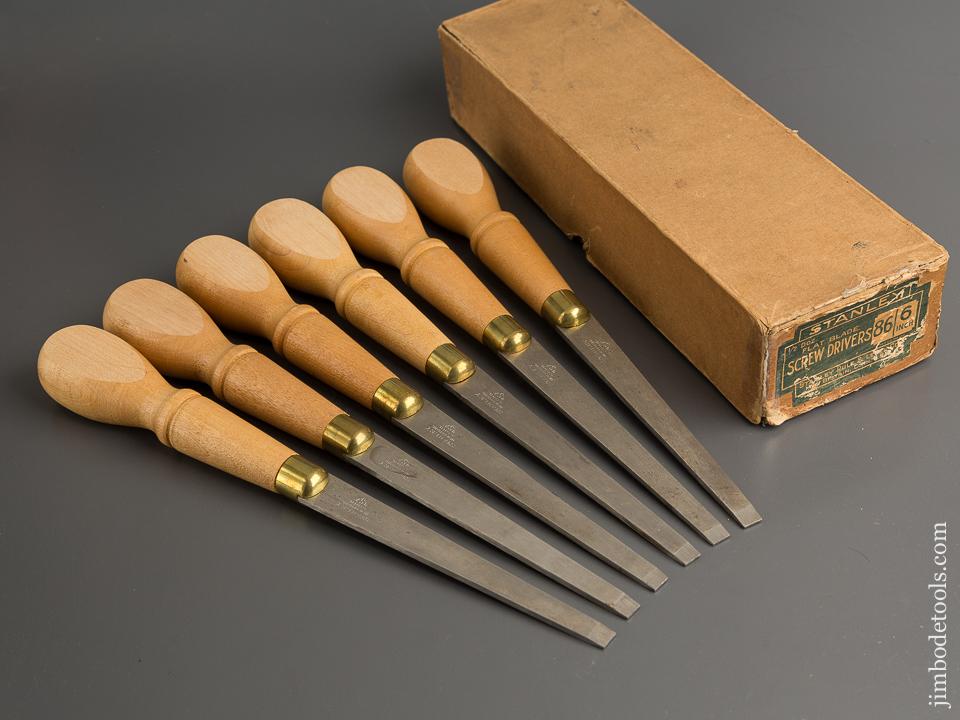 1/2 Dozen Six inch STANLEY No. 86 Screw Drivers MINT in Original Box - 78871