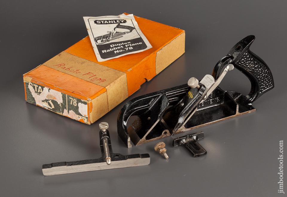 STANLEY No. 78 Duplex, Rabbet, and Filletster Plane NEAR MINT with Decal in Original Box - 78877