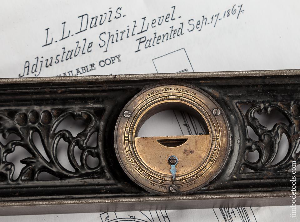 Extra Fine DAVIS September 7, 1867 Patent 12 inch Inclinometer Level - 78920R