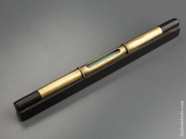 10 1/2 inch MATHIESON No. 18C Ebony and Brass Eclipse Level - 78923R