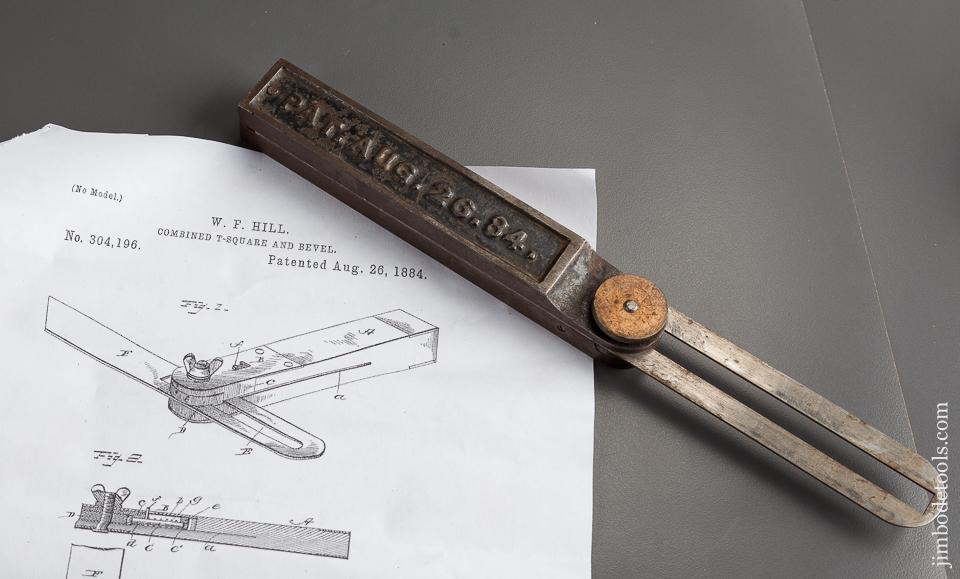 Rare Ten inch HILL Patent August 26, 1884 BOSS Bevel Gauge - 78924R