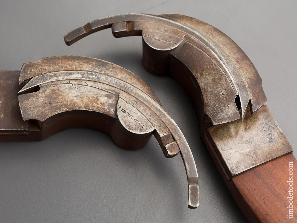 RARE Right and Left Hand Pair of Coach maker's Plow Planes Signed R. ROCHECHOUART - 78928RU