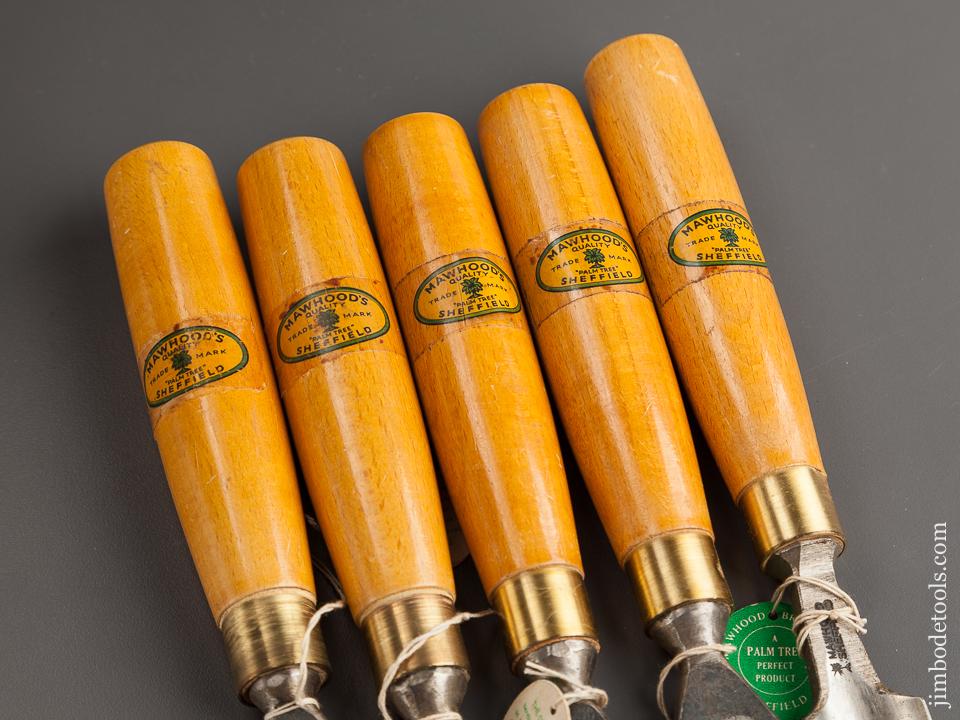 MINT Set of Five MAWHOOD Gouges In & Out Channel and Different Sweeps NEW OLD STOCK with Tags - 78964R