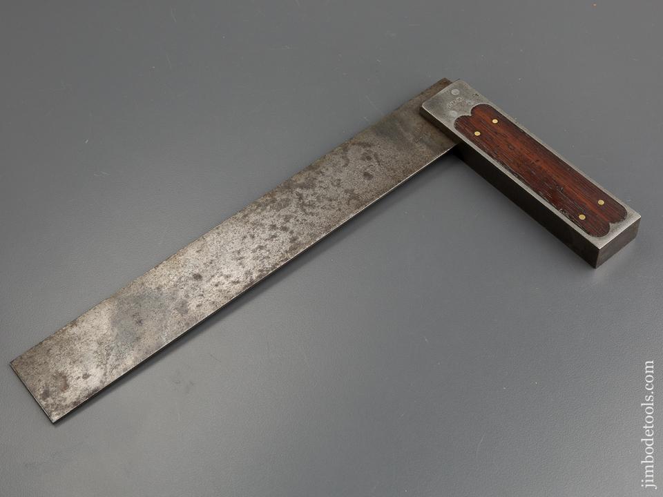 RARE 10 inch Signed ST. JOHNSBURY Rosewood and Steel Try Square - 78991R