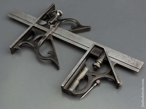 Amazing CHAPLIN Patent Combination Square with Two Heads on 12 inch Scale - 79026