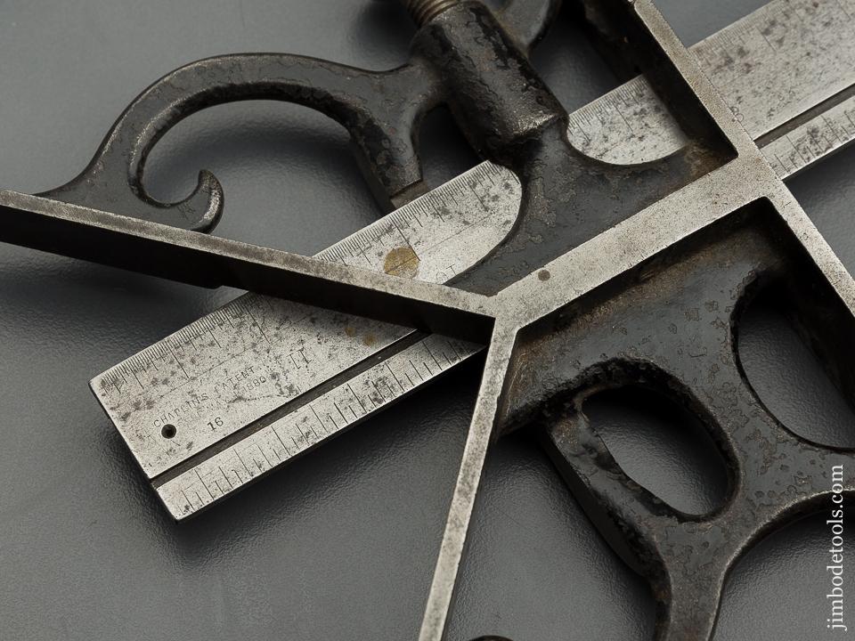 Amazing CHAPLIN Patent Combination Square with Two Heads on 12 inch Scale - 79026