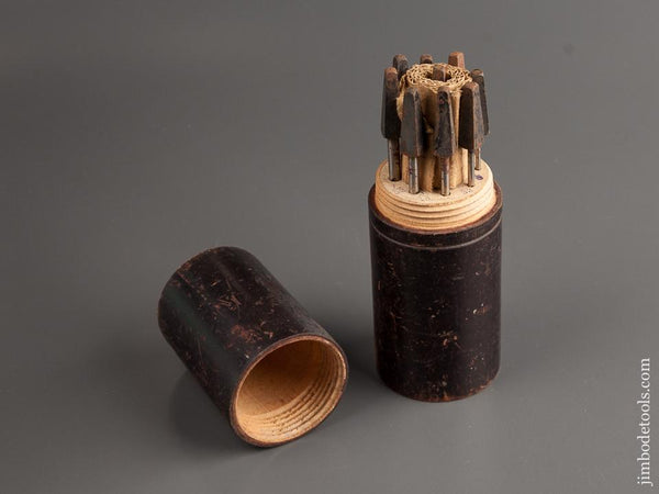 Set of Nine CLEVELAND TWIST DRILL Bits in Original 2 1/2 x 7 1/4 inch Wooden Case - 79027