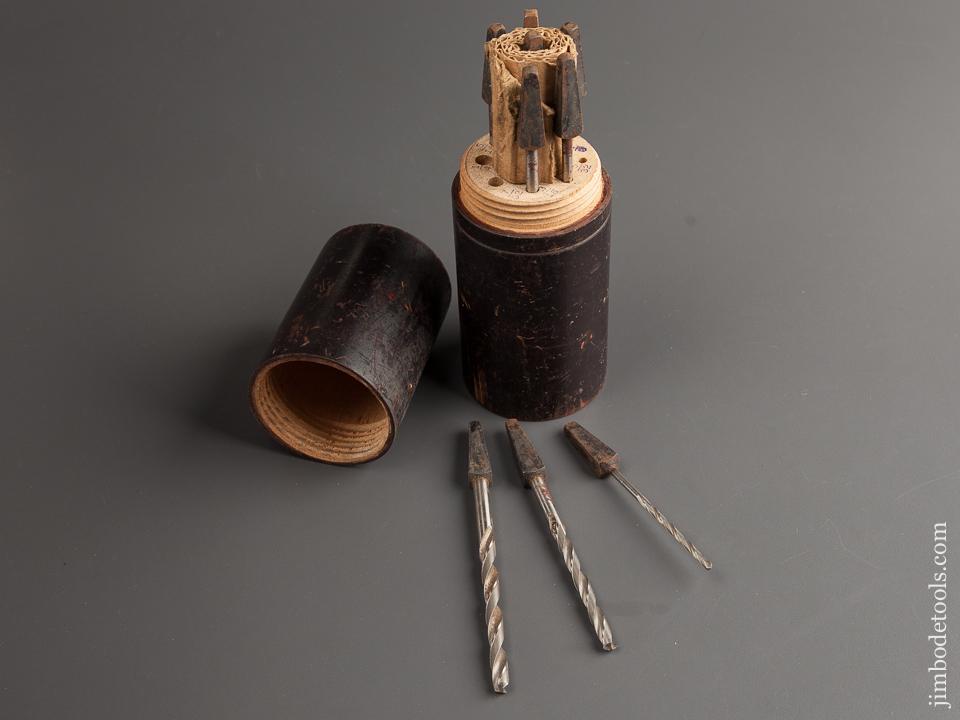 Set of Nine CLEVELAND TWIST DRILL Bits in Original 2 1/2 x 7 1/4 inch Wooden Case - 79027