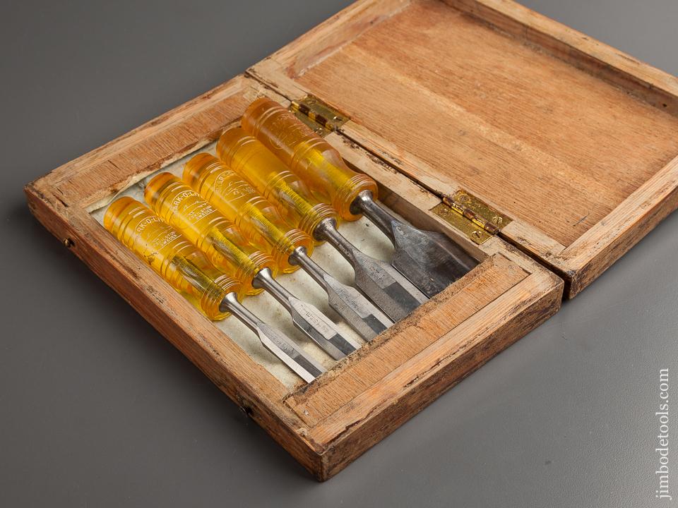 Set of Five E.A. BERG ESKILSTUNA Chisels in Wooden Box - 79048