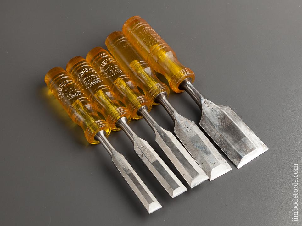 Set of Five E.A. BERG ESKILSTUNA Chisels in Wooden Box - 79048