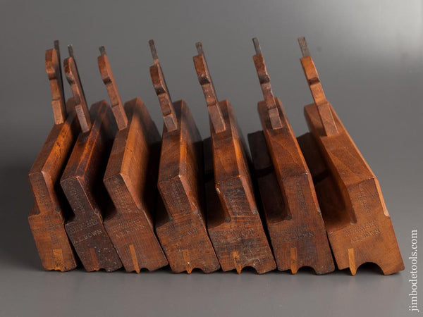Matched Set of Seven GREENSLADE Side Bead Moulding Planes circa 1828-1937 FINE -79051