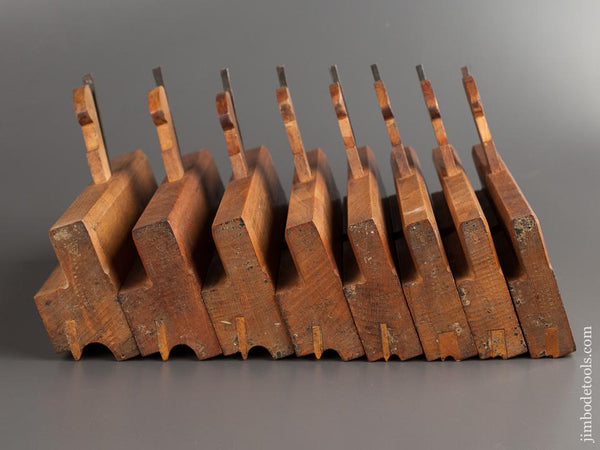 Crisp Matched Set of Eight Side Bead Moulding Planes by VARVILL - 79052