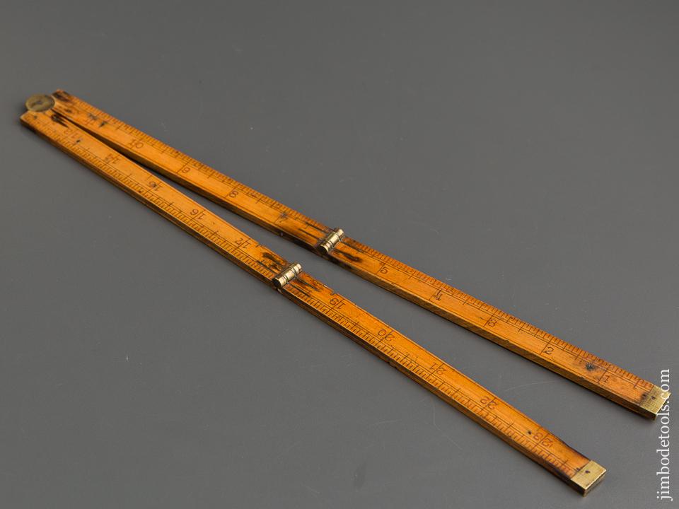 Rare! E.C. SIMMONS No. 680 "REDLINE" Boxwood and Brass Two Foot Four Fold Rule - 79073