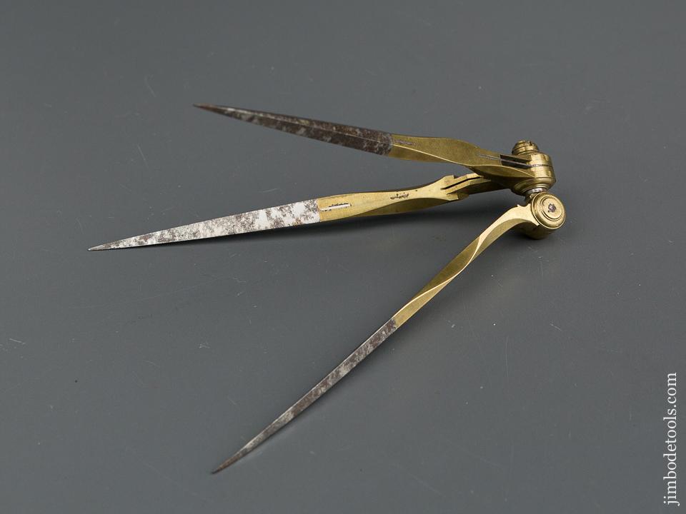 RARE Three Legged Brass and Steel Precision Dividers - 79085U
