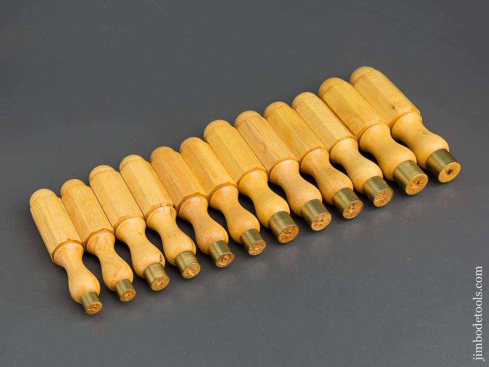 Set of Twelve NEW OLD STOCK Boxwood London Pattern Chisel Handles - 79152