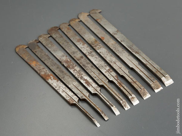 RARE Set of 8 Graduated JOSEPH SMITH Plow Plane Irons - 79163