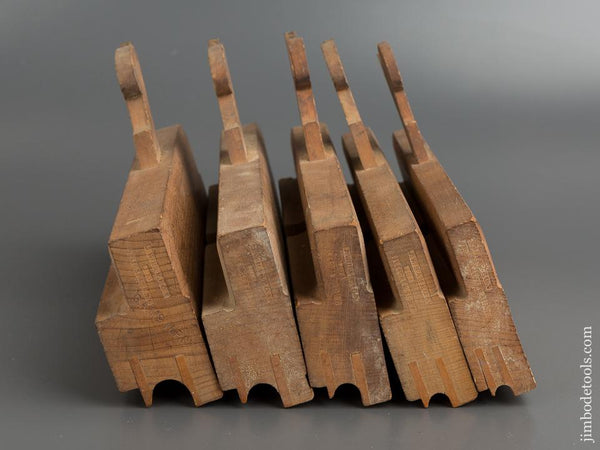 NEAR MINT! Crisp Graduated User Set of Five Side Bead Molding Planes by J.W. HARRON N. YORK circa 1863-1917 - 79210R