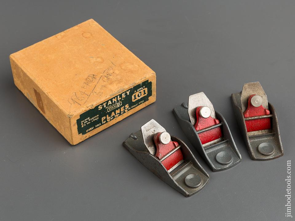 Three STANLEY No. 101 Block Planes in RARE Original Box - 79250R