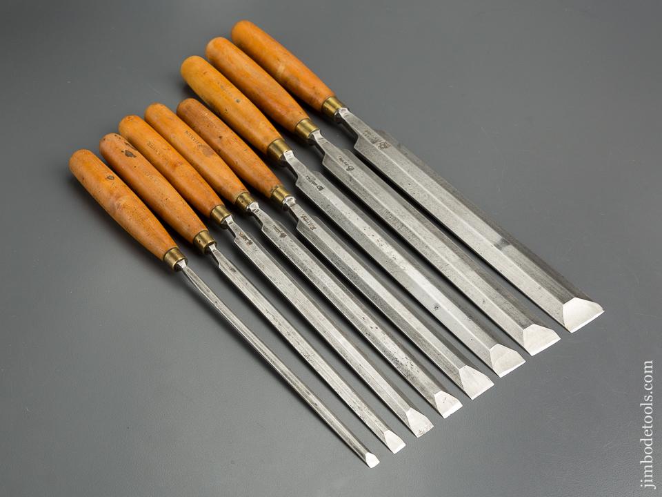 EXTRA FINE Set of Eight SORBY Boxwood Handled Paring Chisels - 79337