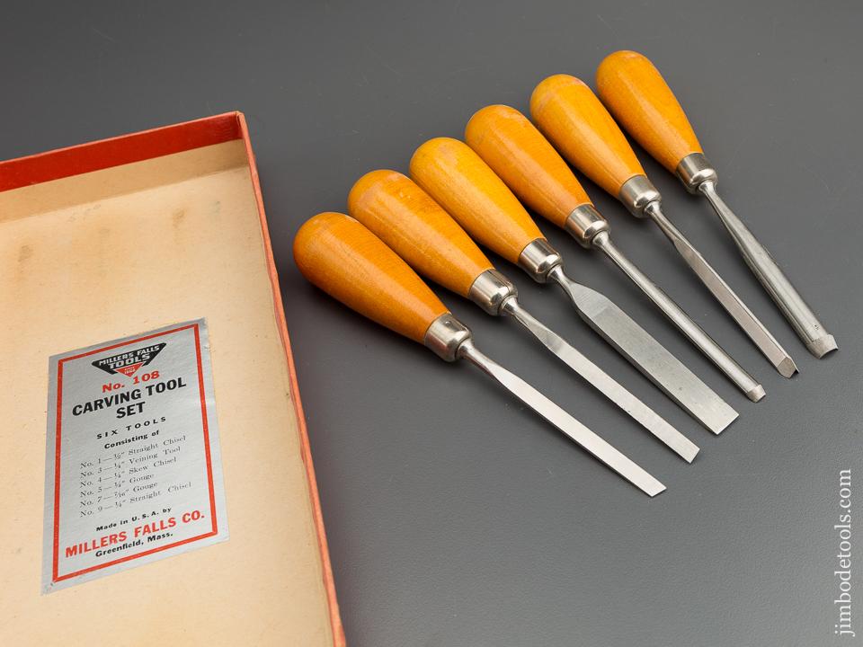 Set of Six MILLERS FALLS Carving Tools MINT in Original Box - 79347