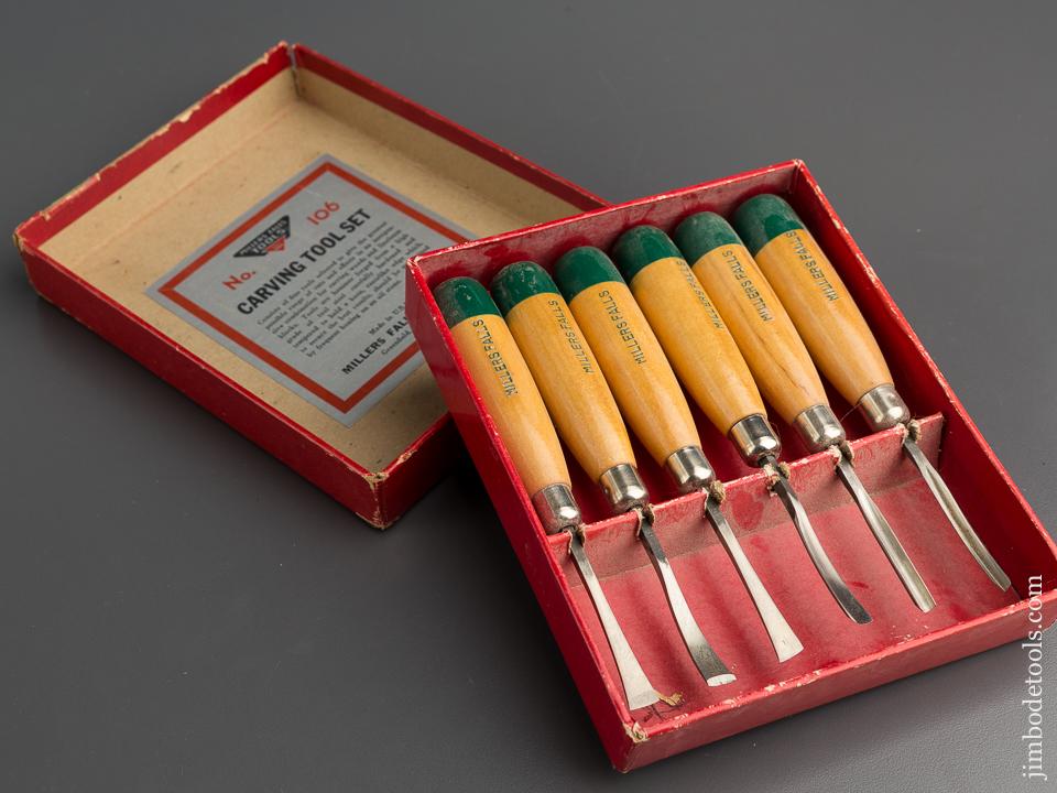 MILLERS FALLS No. 106 Carving Tool Set MINT in Original Box - 79348