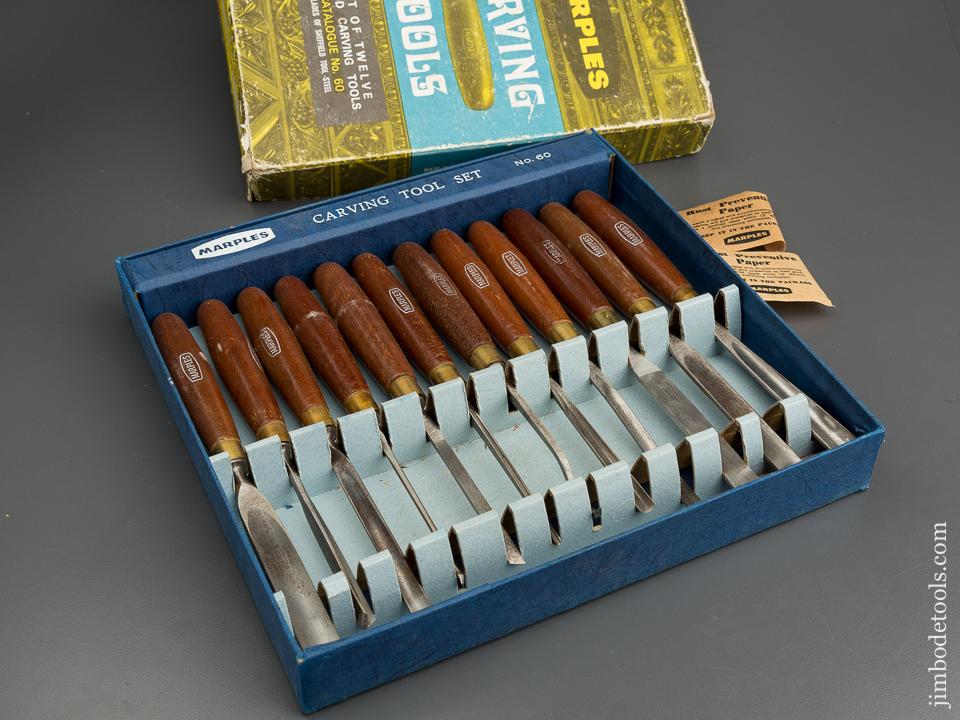 MARPLES No. 60 Set of Twelve Carving Tools in Original Box! - 79349