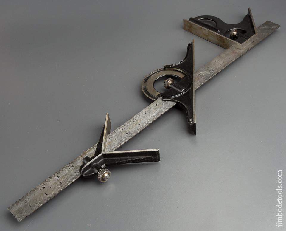 MASSIVE Two Foot Combination Square Set with JUMBO Size Heads by BROWN & SHARPE - 79411