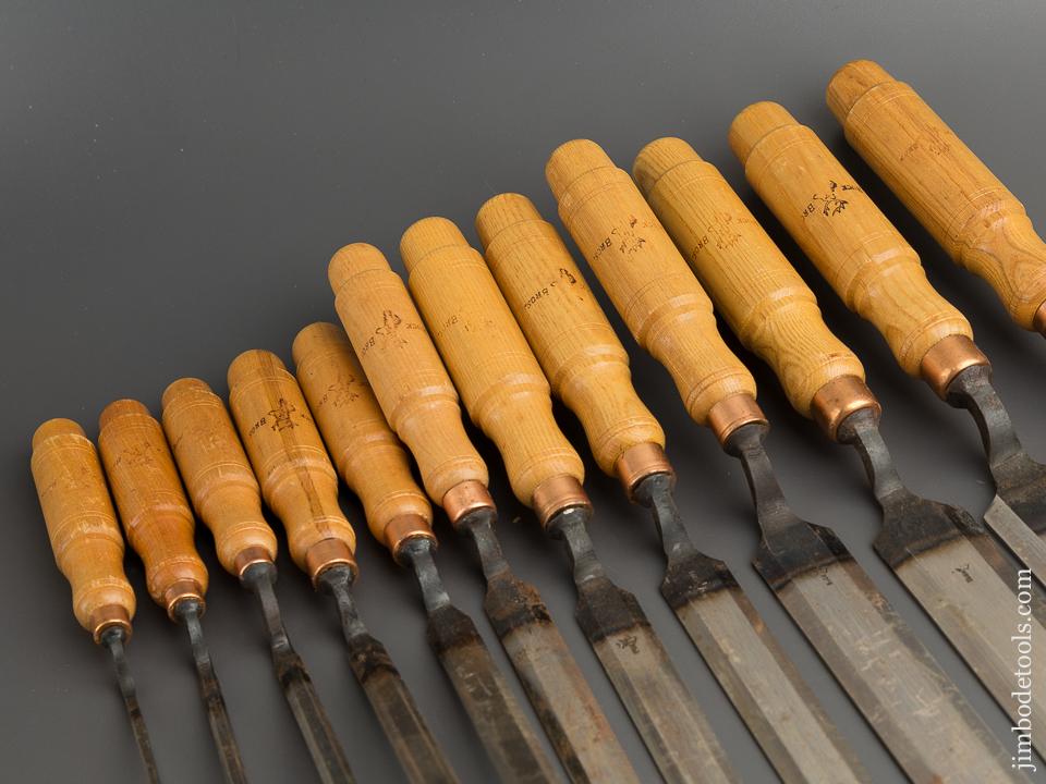 Set of Twelve BUCK BROS Crank Neck Paring Chisels DEAD MINT in Original Box UNUSED! - 79428