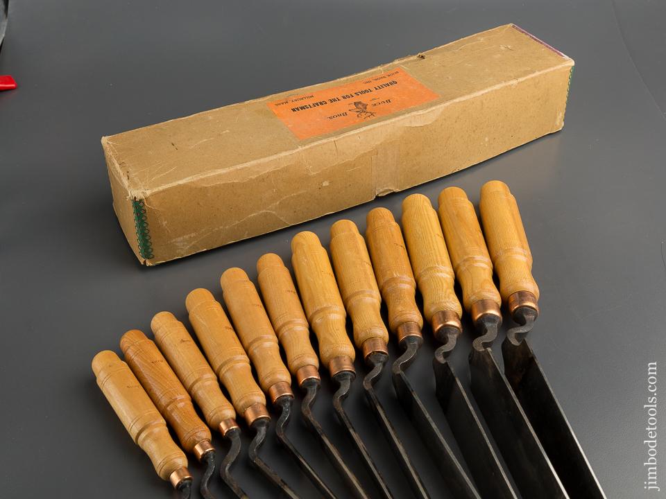 Set of Twelve BUCK BROS Crank Neck Paring Chisels DEAD MINT in Original Box UNUSED! - 79428